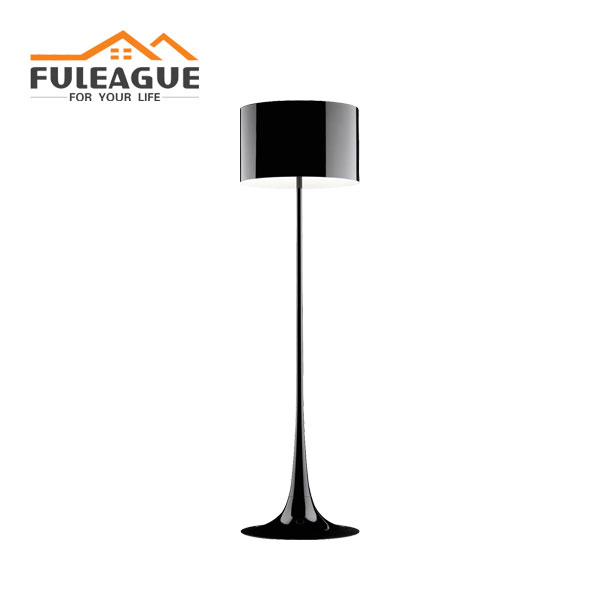 spun floor lamp lacquered with black color