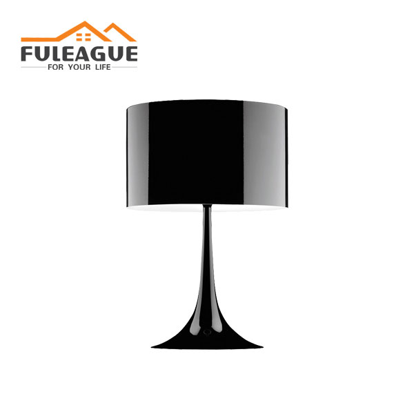 spun table lamp lacquered with black color