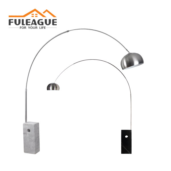 Arco Floor Lamp replica FLP986 with black and white marble basee