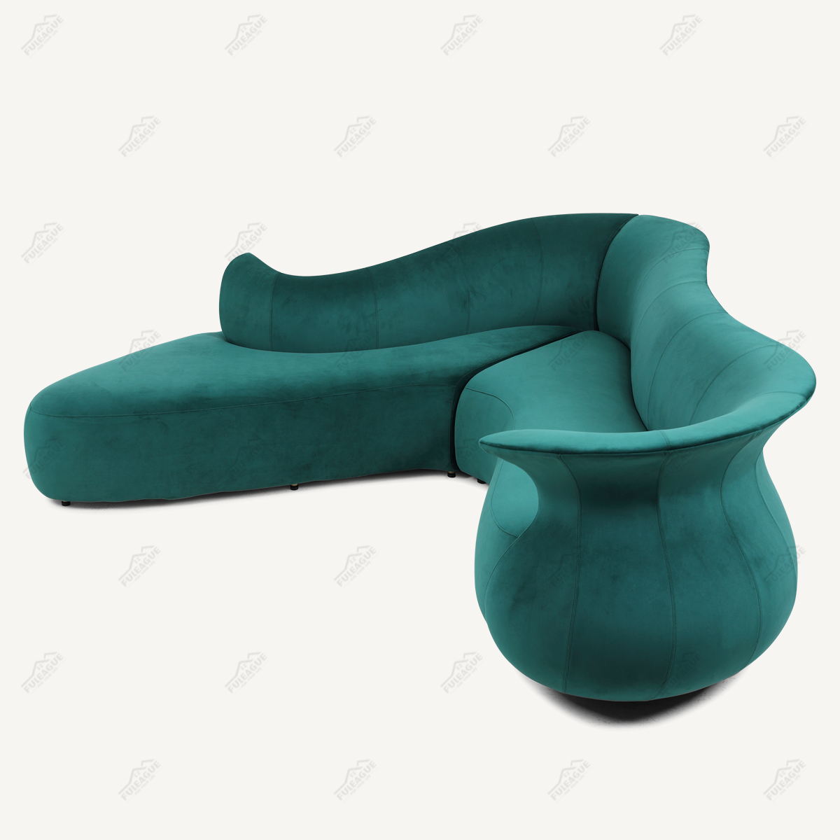 Green Corner Sofa In Fabric FA402-F
