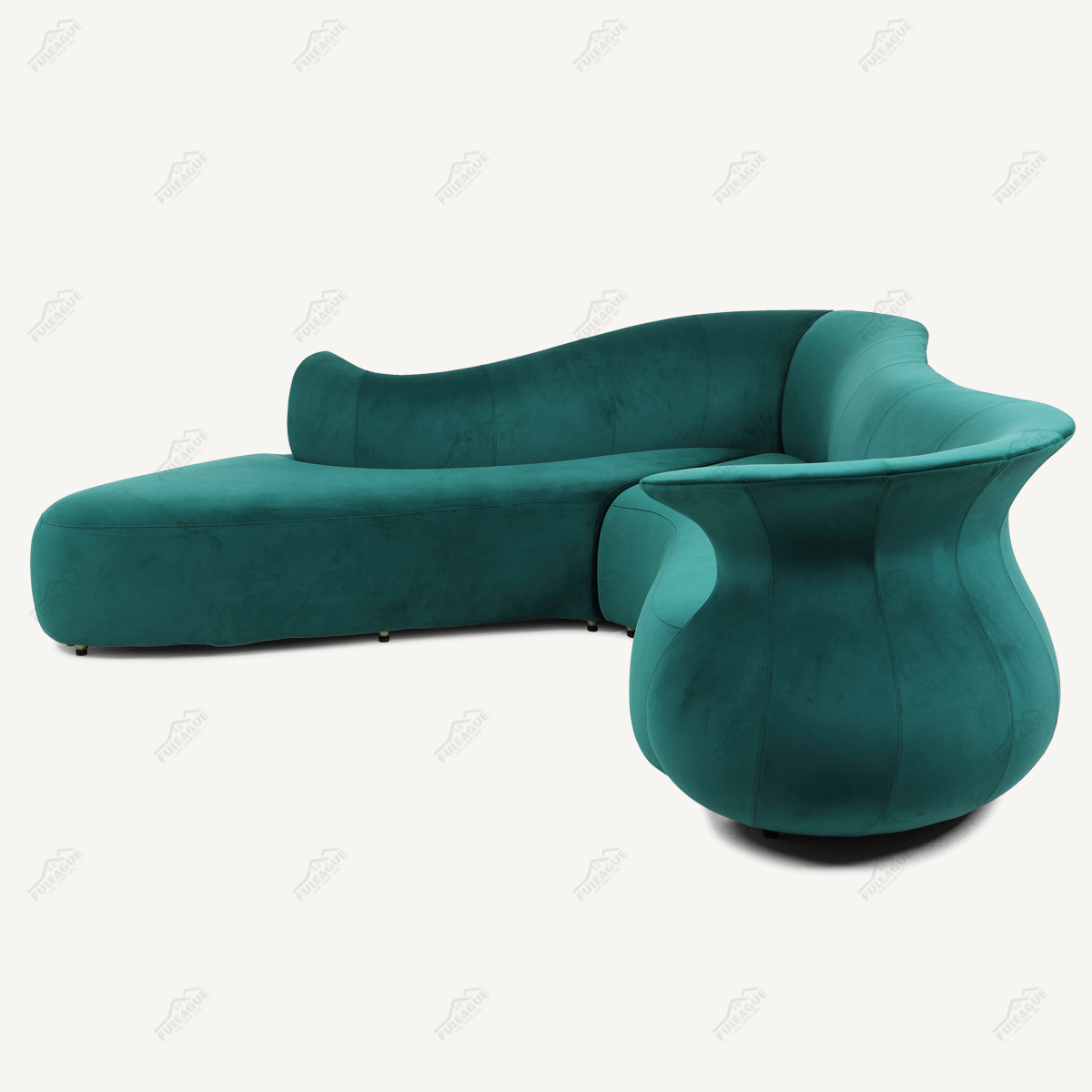 Green Corner Sofa In Fabric FA402-F