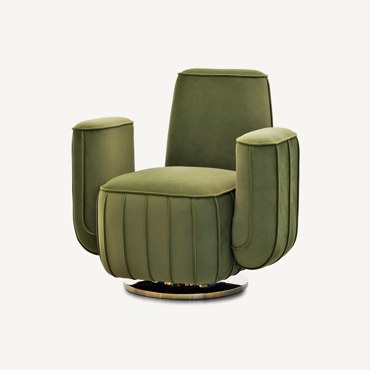 Green Velvet Swivel Chair Cactus Shape FA406-F