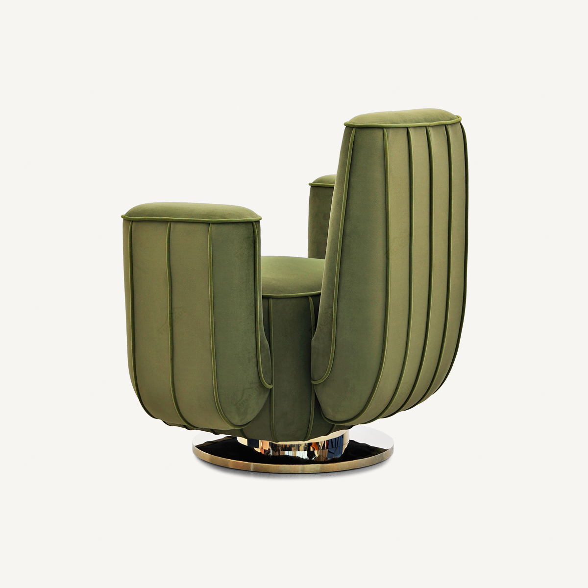 Green Velvet Swivel Chair Cactus Shape FA406-F
