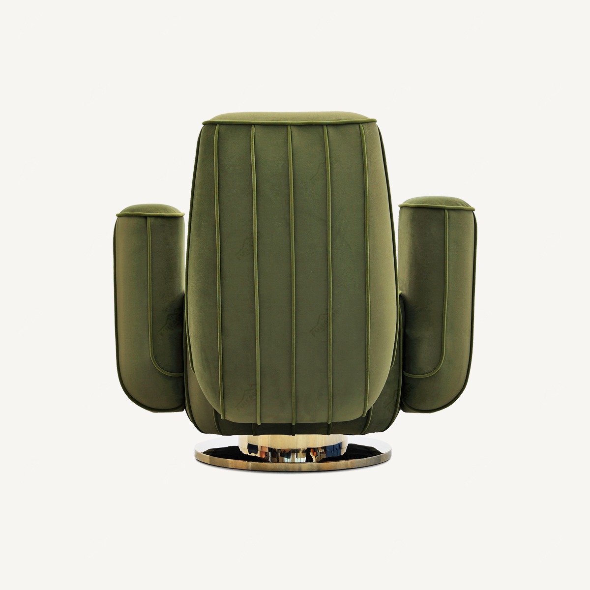 Green Velvet Swivel Chair Cactus Shape FA406-F