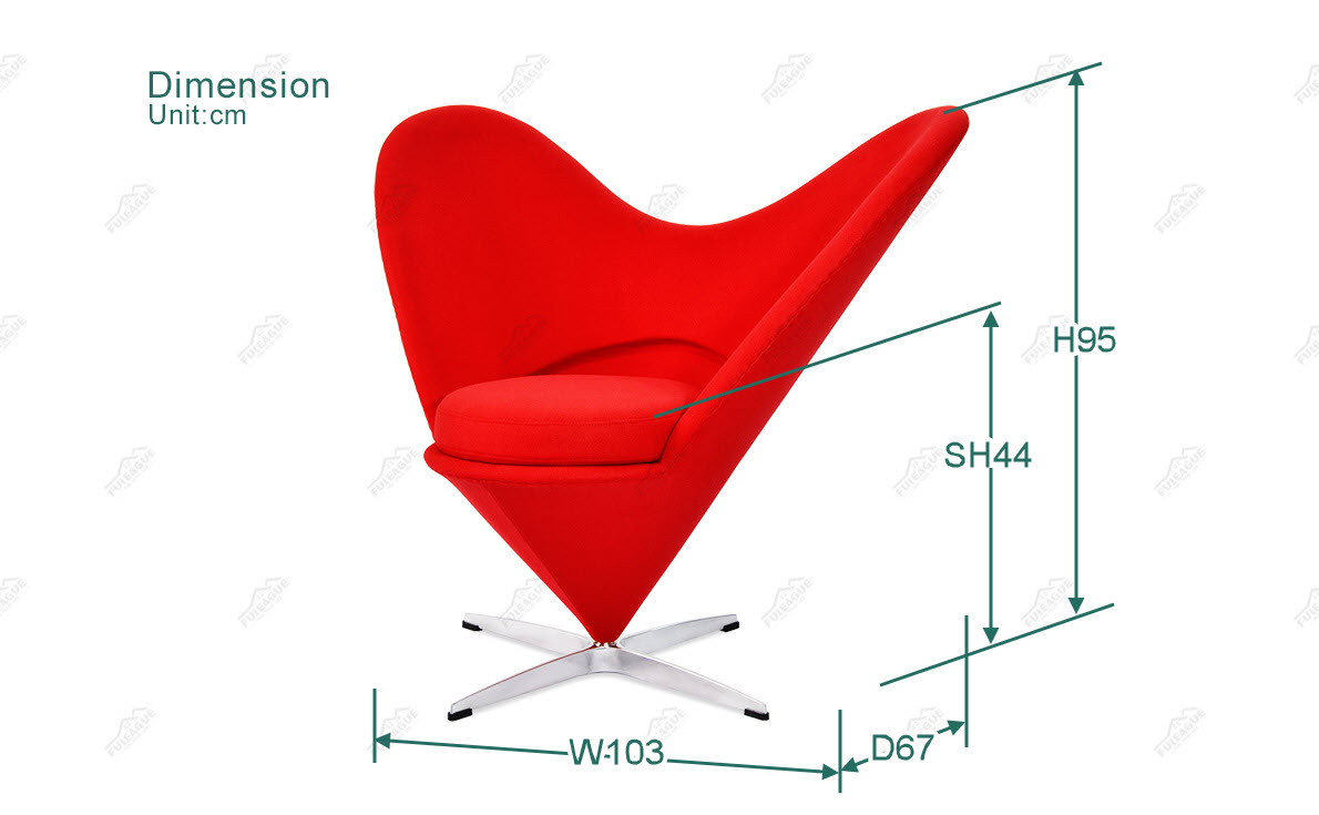 Fuleague panton heart chair dimension FG-A045