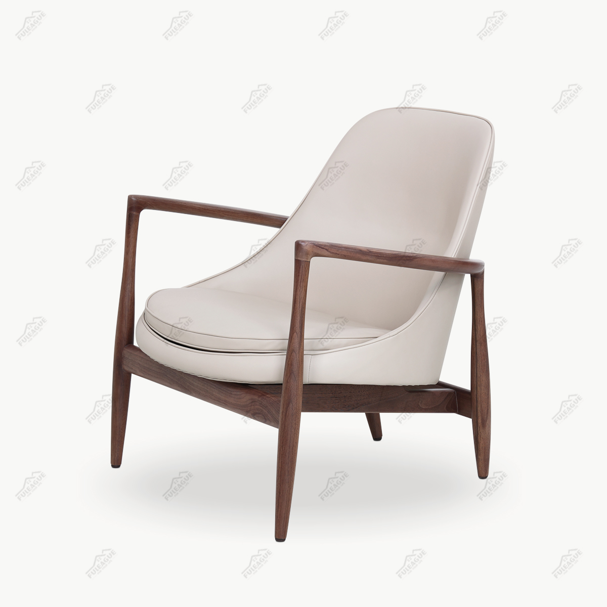 Kofod Larsen Chair Walnut Lounge Chair FA396-Genuine Leather