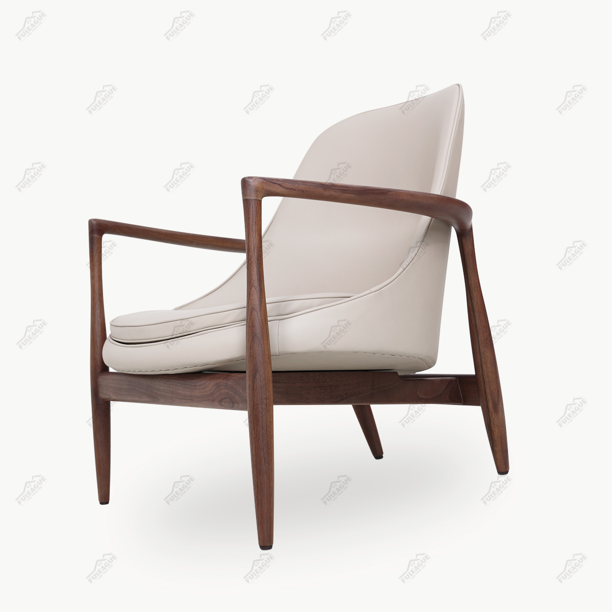 Kofod Larsen Chair Walnut Lounge Chair FA396-Genuine Leather