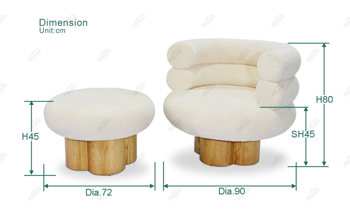 Fuleague lana chair and lana ottoman dimension FA360