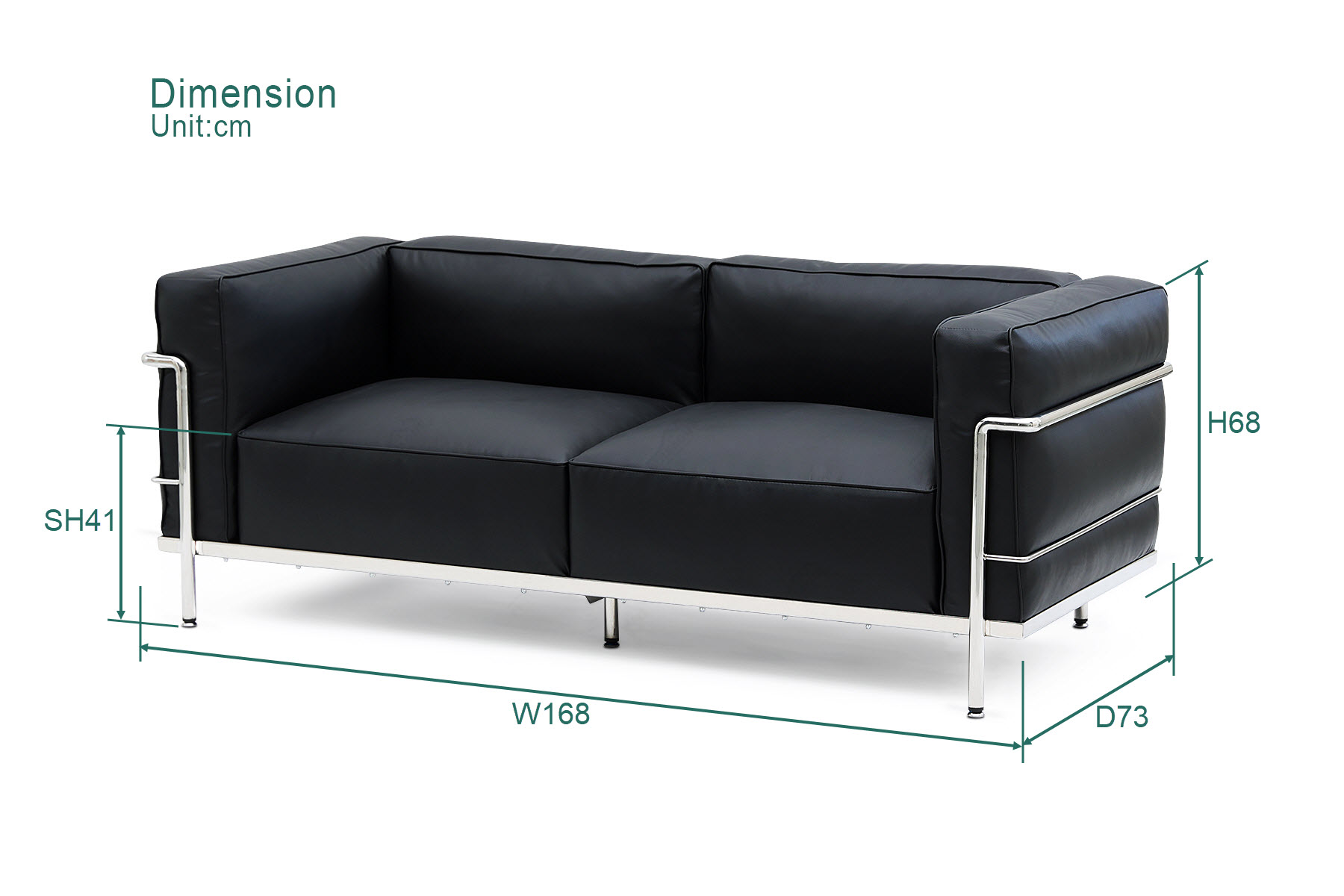 Fuleague corbusier sofa replica dimension FA336-2S-L