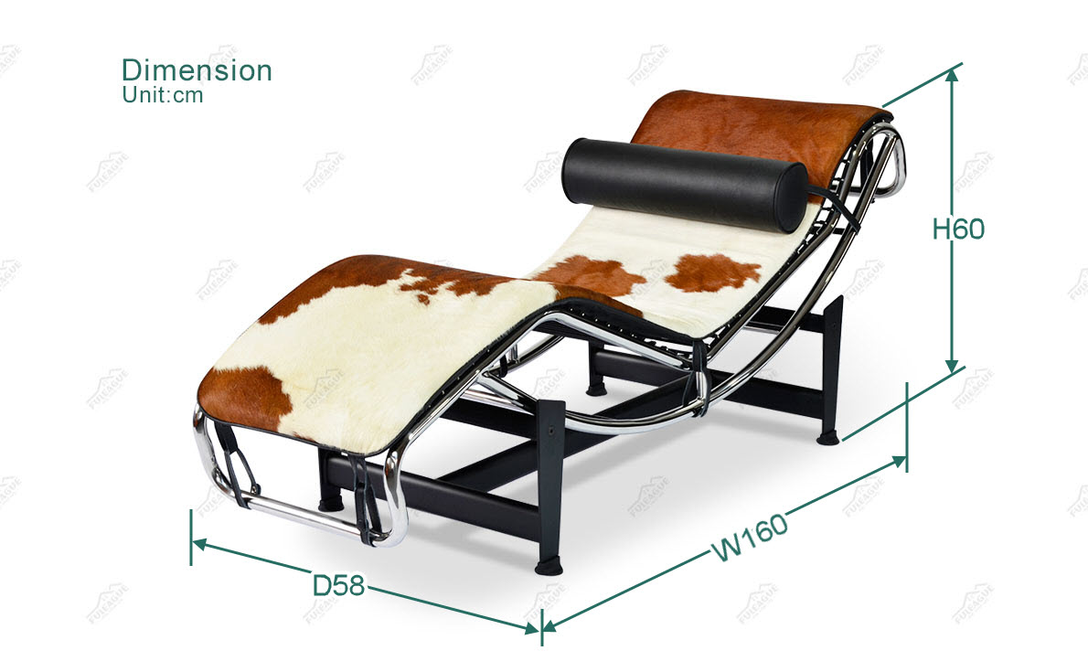 Fuleague le corbusier's lc4 pony skin dimension FA016-Pony Skin