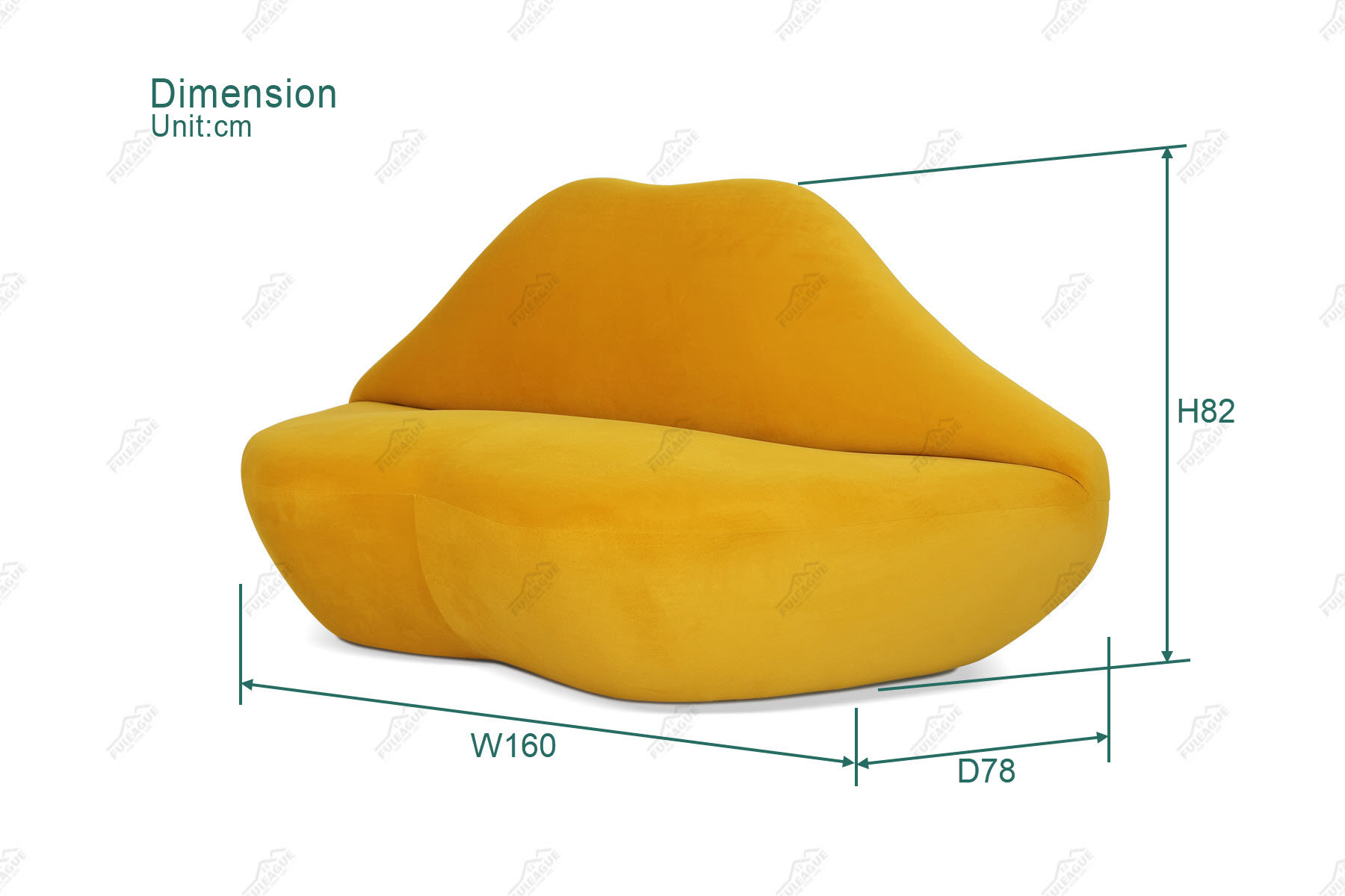 Fuleague lip couch sofa dimension FA337-2S-F