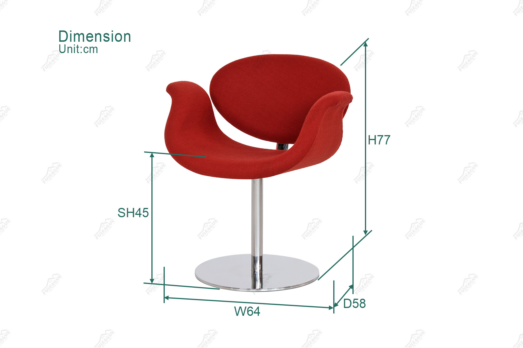 Fuleague little tulip swivel chair dimension FA394-F