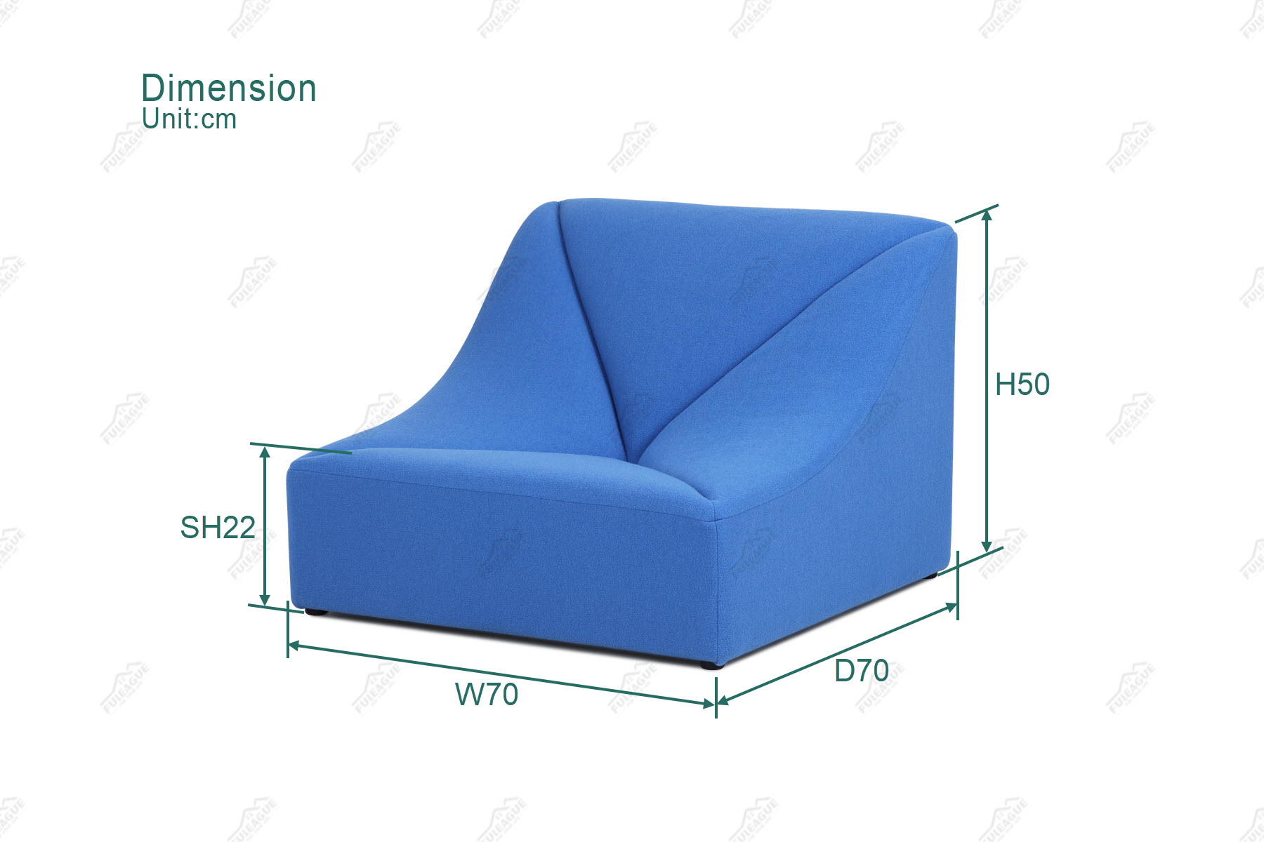 Fuleague low back modular sofa dimension FA399-1S-F