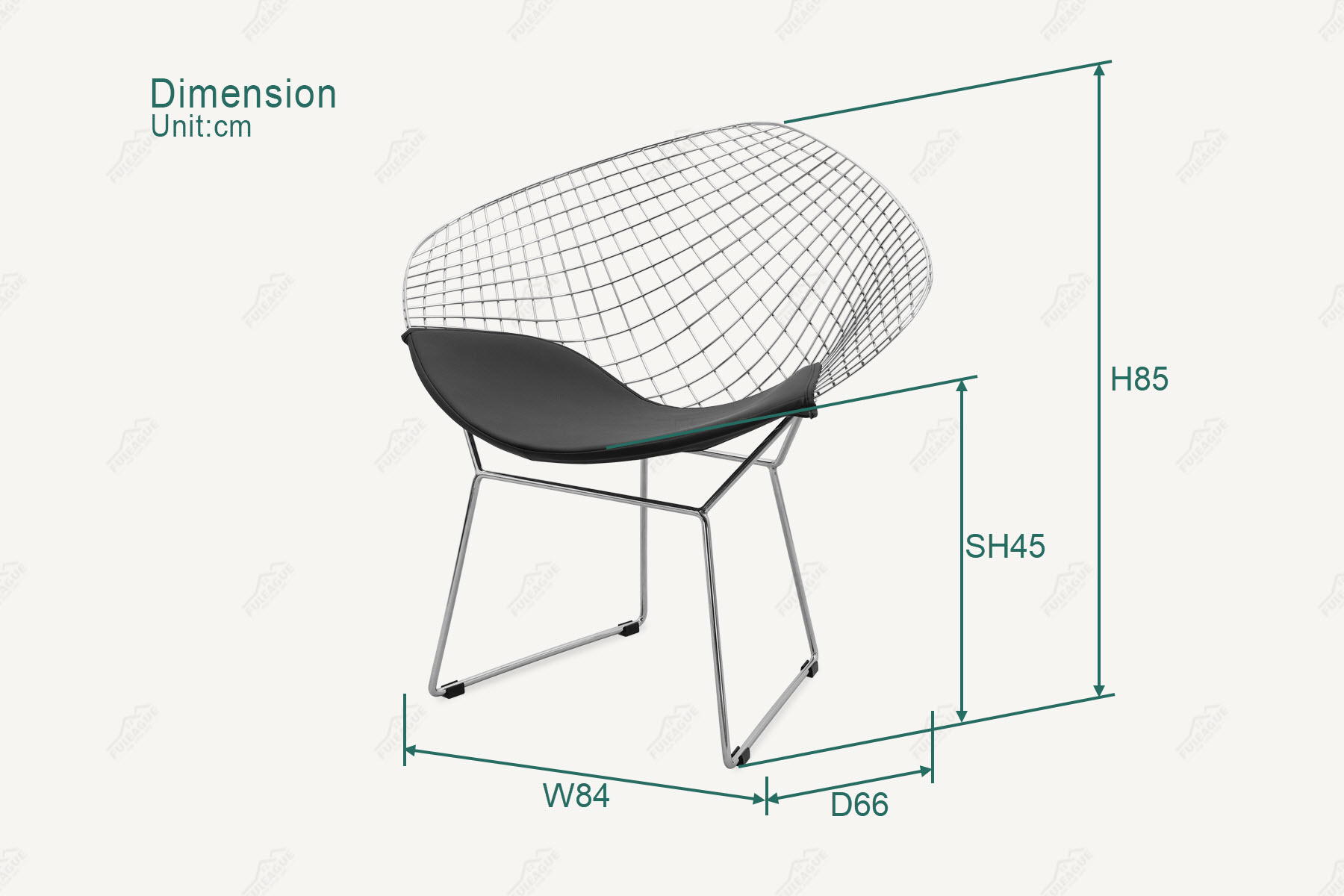 Fuleague bertoia wire chair dimension FXW002
