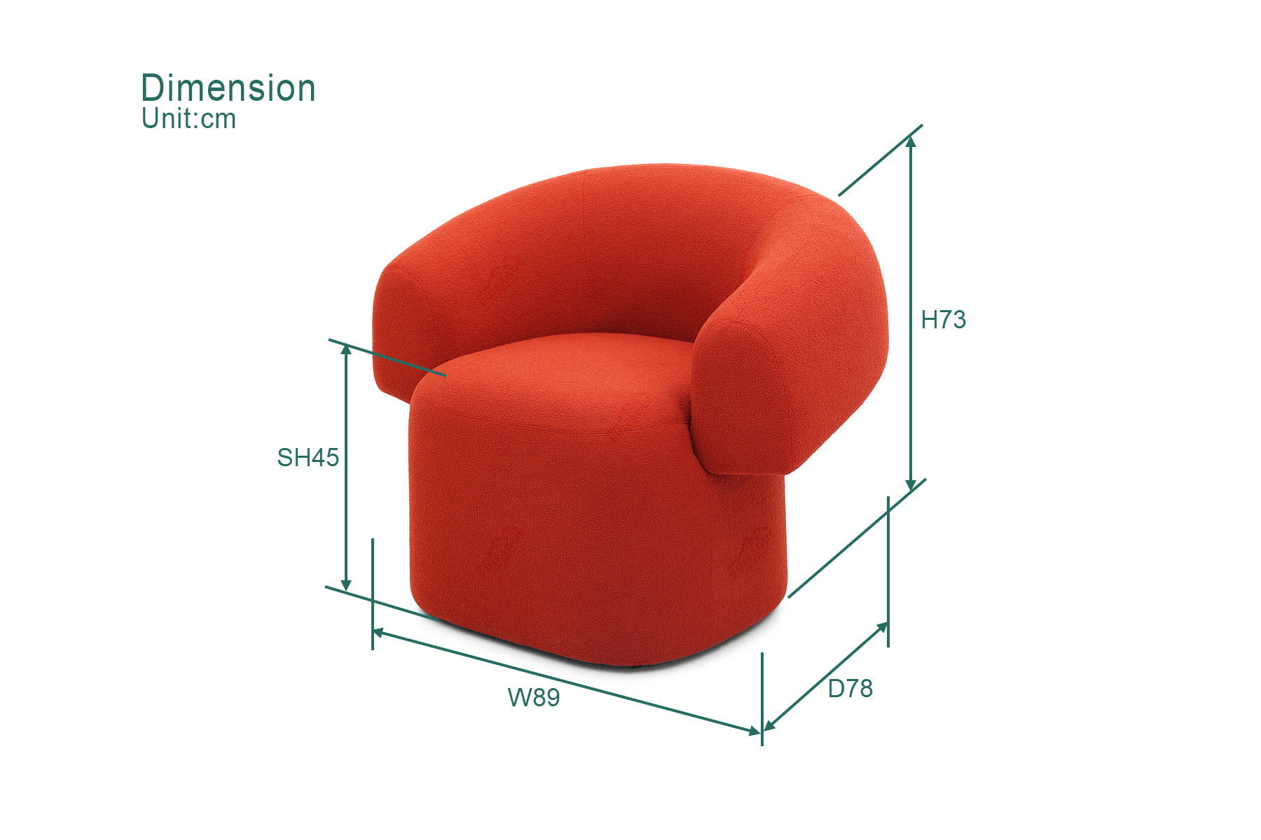 Fuleague modern accent lounge chair dimension FA417-F