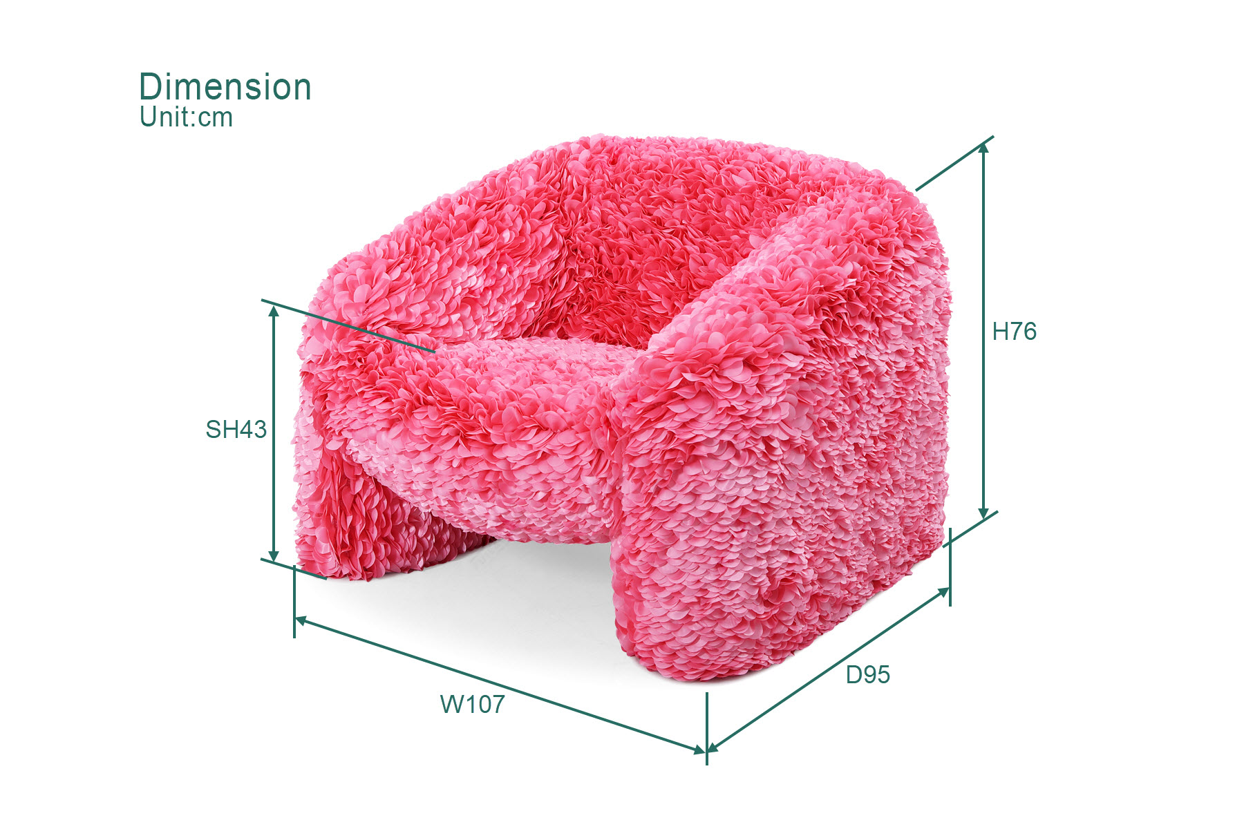 Fuleague modern armchair petal chair dimension FA415-F