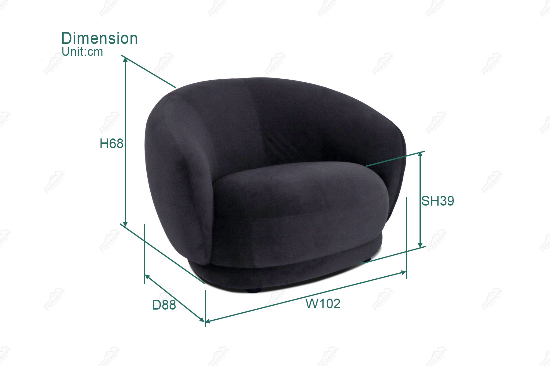 Fuleague modern comfortable armchair dimension FA391-1S-F