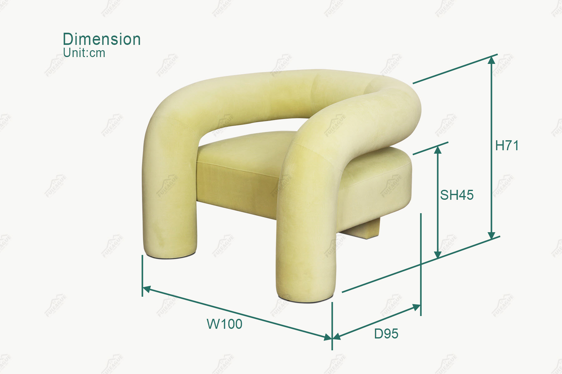 Fuleague modern comfortable lounge chair dimension FA375-F