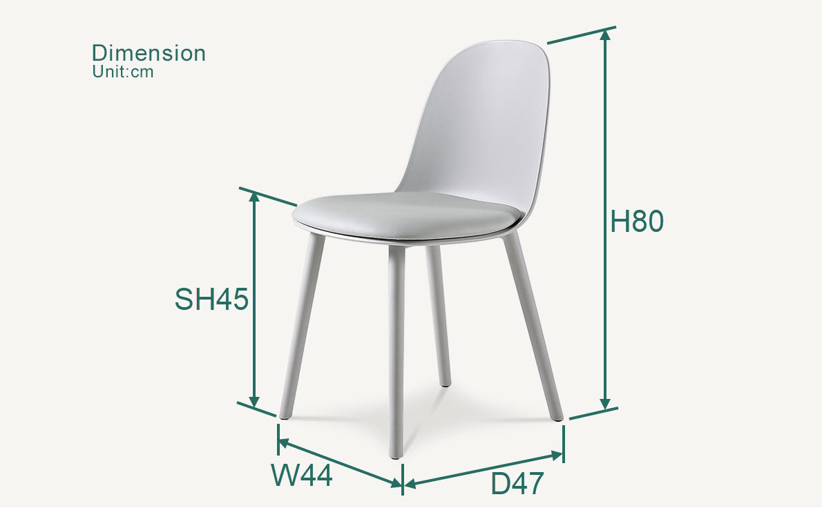 Fuleague modern dining chairs plastic dimension FXD055-A PP Frame and Nappa Leather Cushion