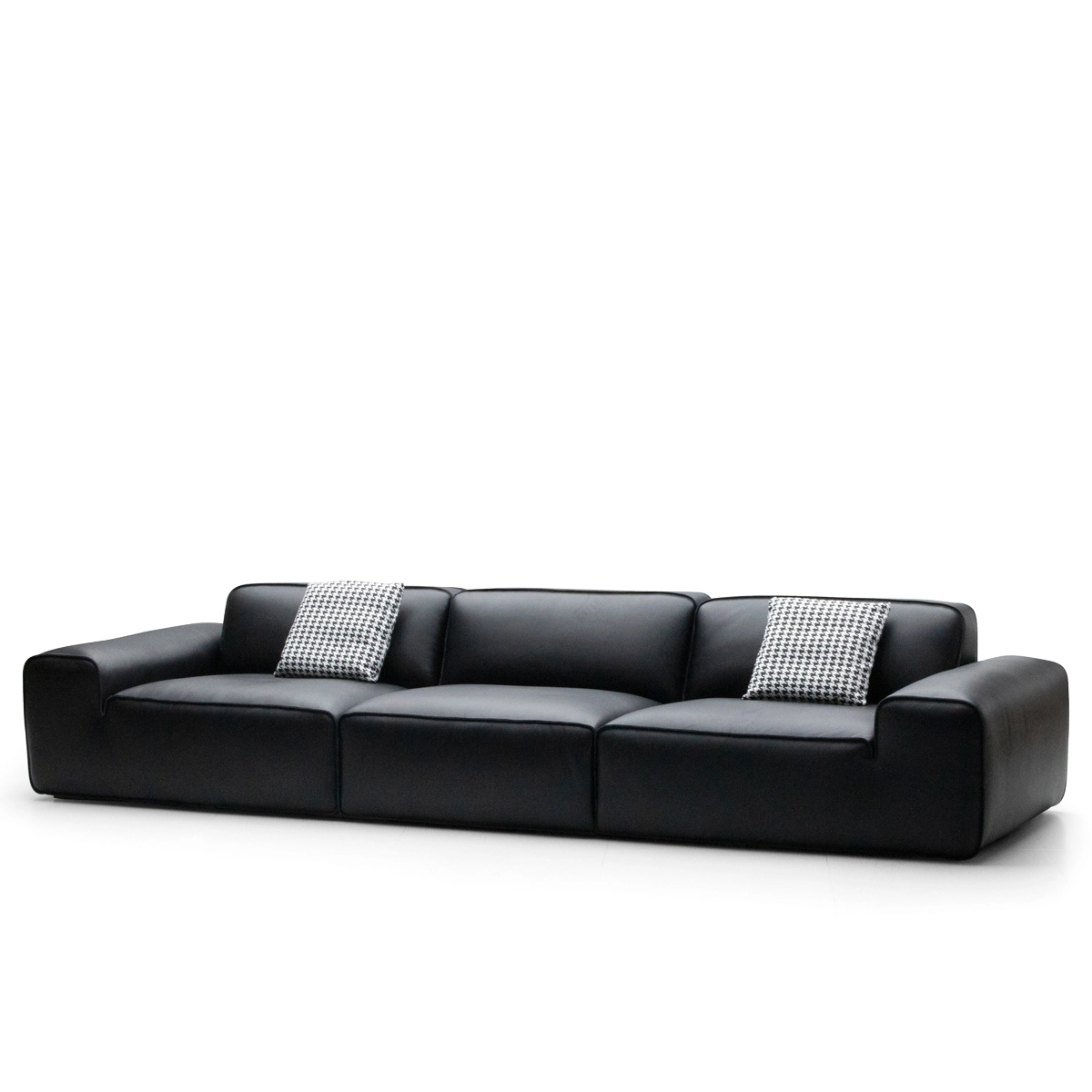 Black Leather Modular Couch 3 seaters