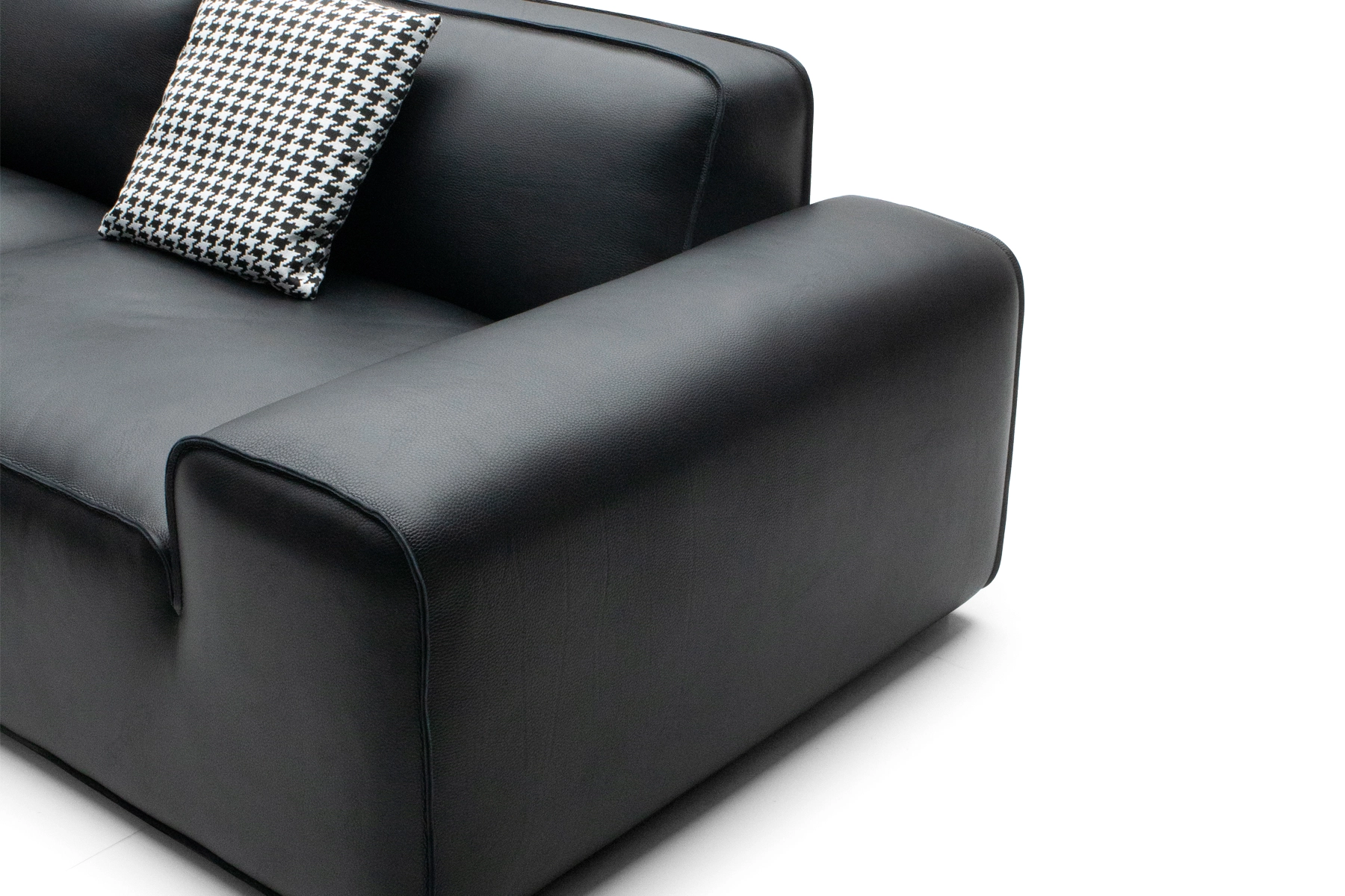 black leather modular couch
