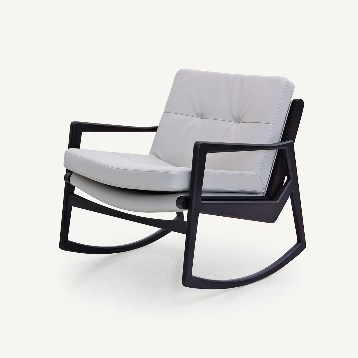 Modern Rocking Chair Wood Frame In Genuine Leather FA408-Genuine Leather