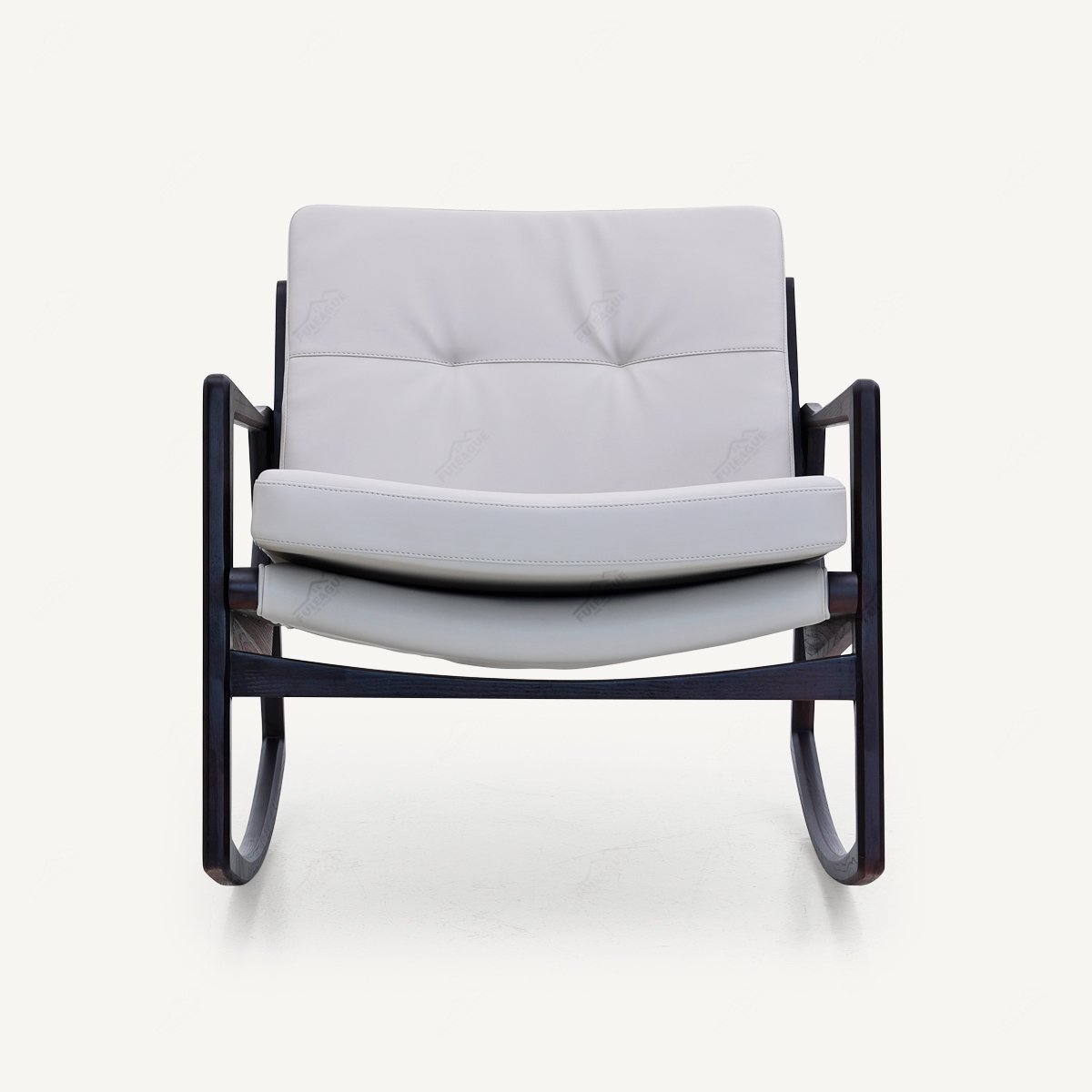 Modern Rocking Chair Wood Frame In Genuine Leather FA408-Genuine Leather