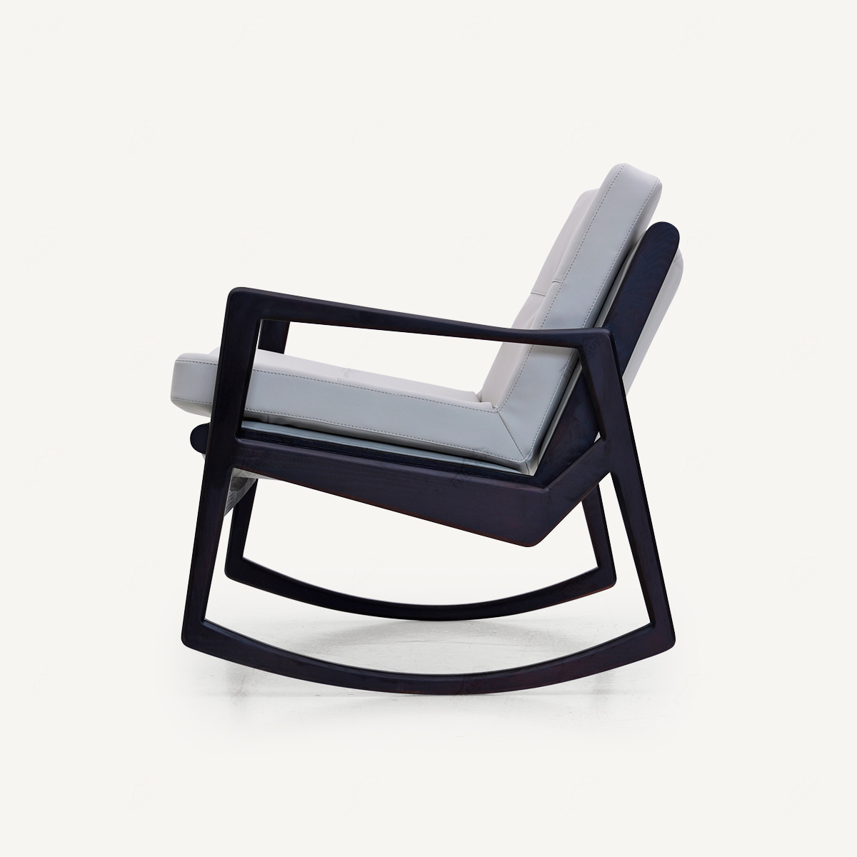 Modern Rocking Chair Wood Frame In Genuine Leather FA408-Genuine Leather