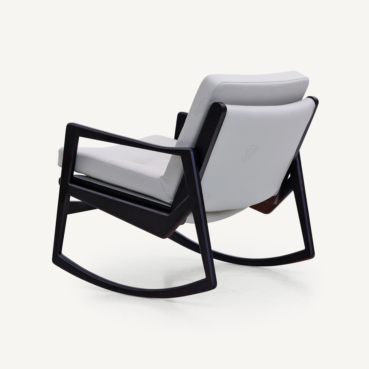 Modern Rocking Chair Wood Frame In Genuine Leather FA408-Genuine Leather