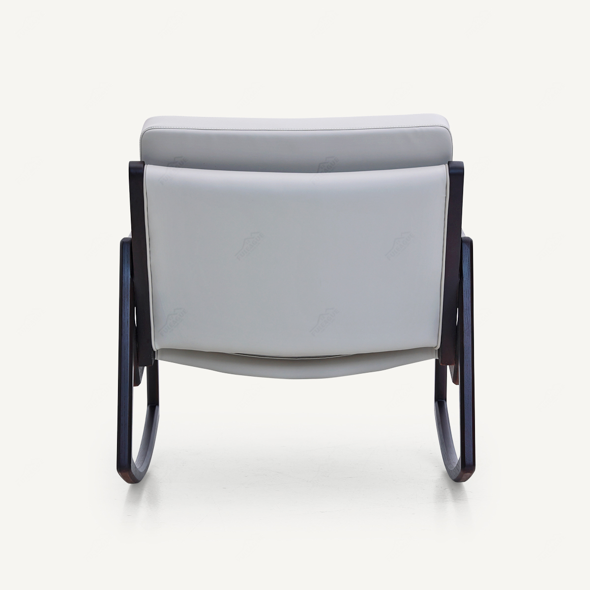 Modern Rocking Chair Wood Frame In Genuine Leather FA408-Genuine Leather