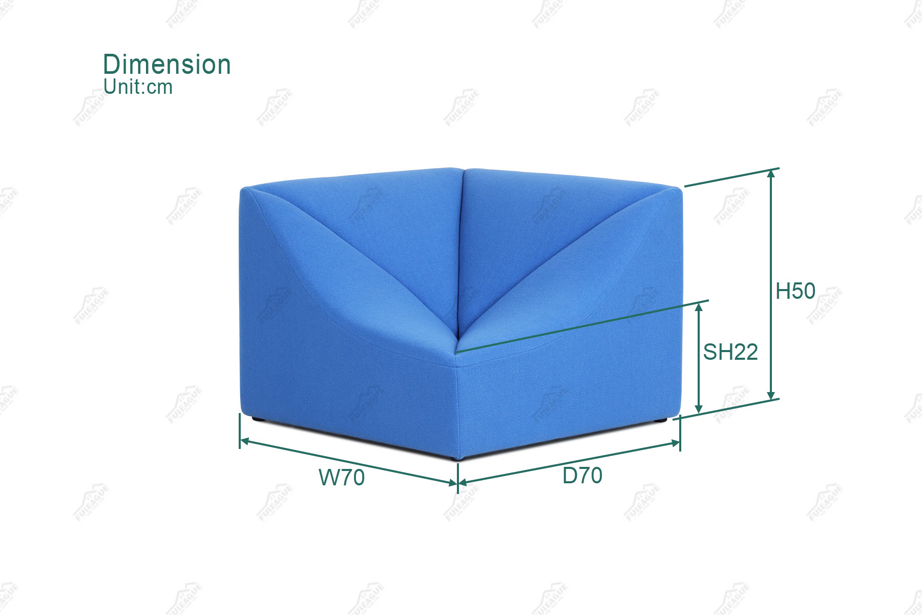 Fuleague modular corner sofa with armrest dimension FA399-Corner-F