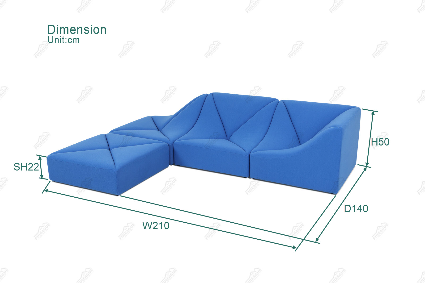 Fuleague modular lounge sofa dimension FA399-4PCS