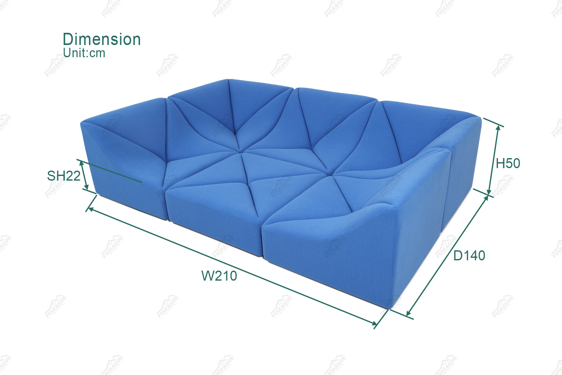 Fuleague modular sofa couch dimension FA399-6PCS