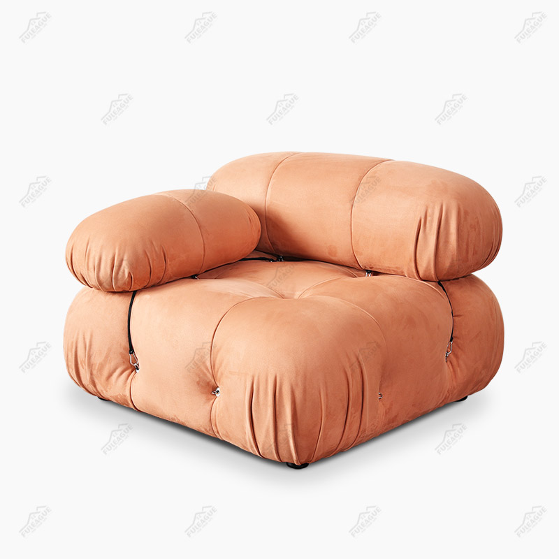 Modular square couch with Right Armrest in Fabric FA350-R