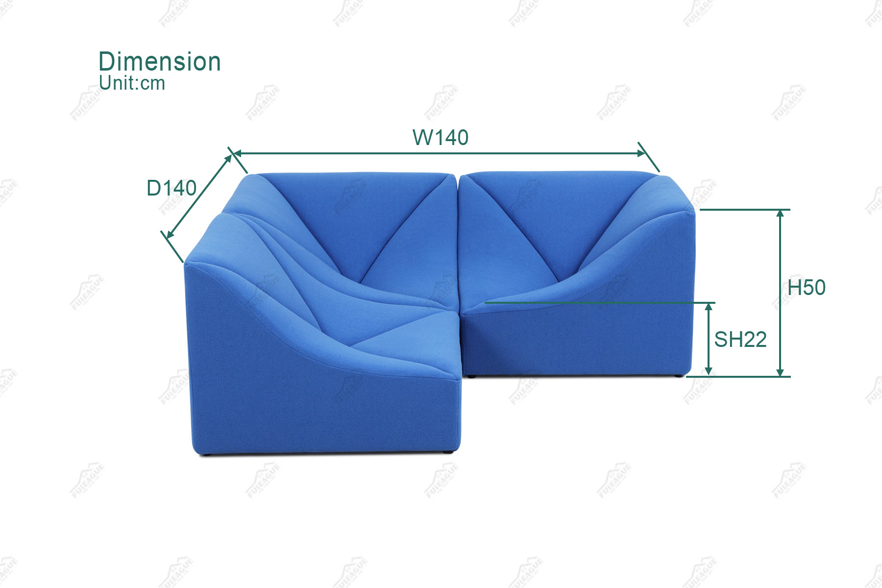 Fuleague modular corner sofa dimension FA399-3PCS