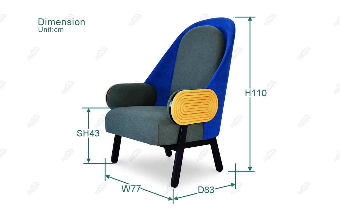 Fuleague moon armchair dimension FA357-F