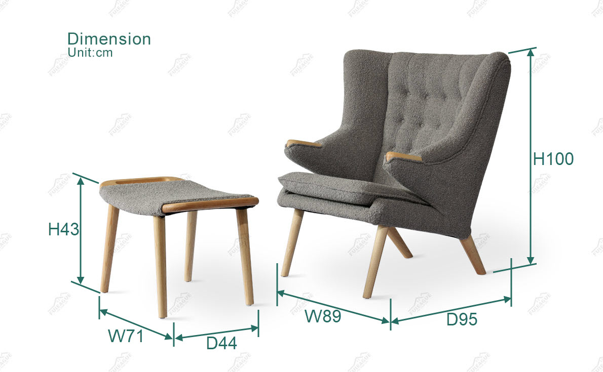 Fuleague papa bear chair and ottoman dimension FA060-1S-CM