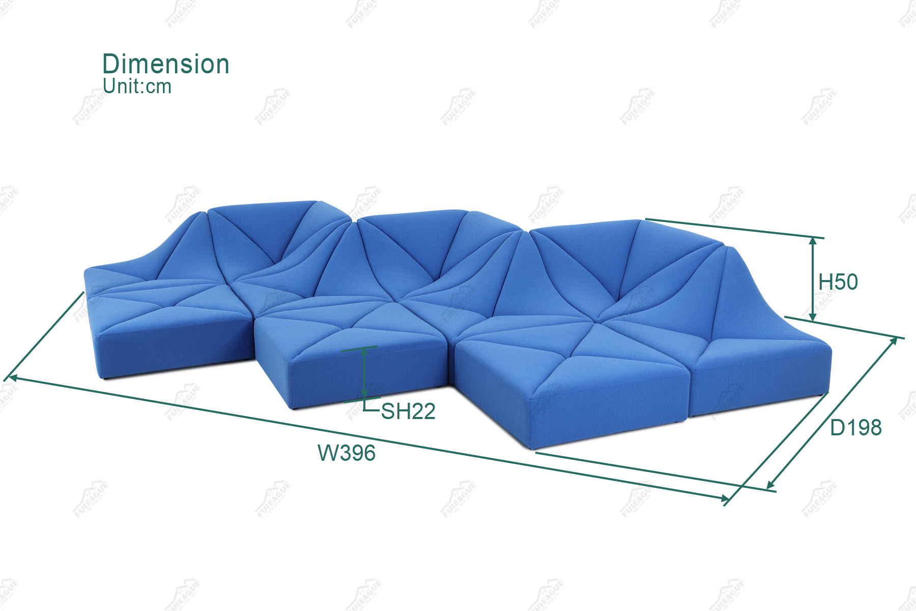 Fuleague pierre modular sofa dimension FA399-10PCS-A