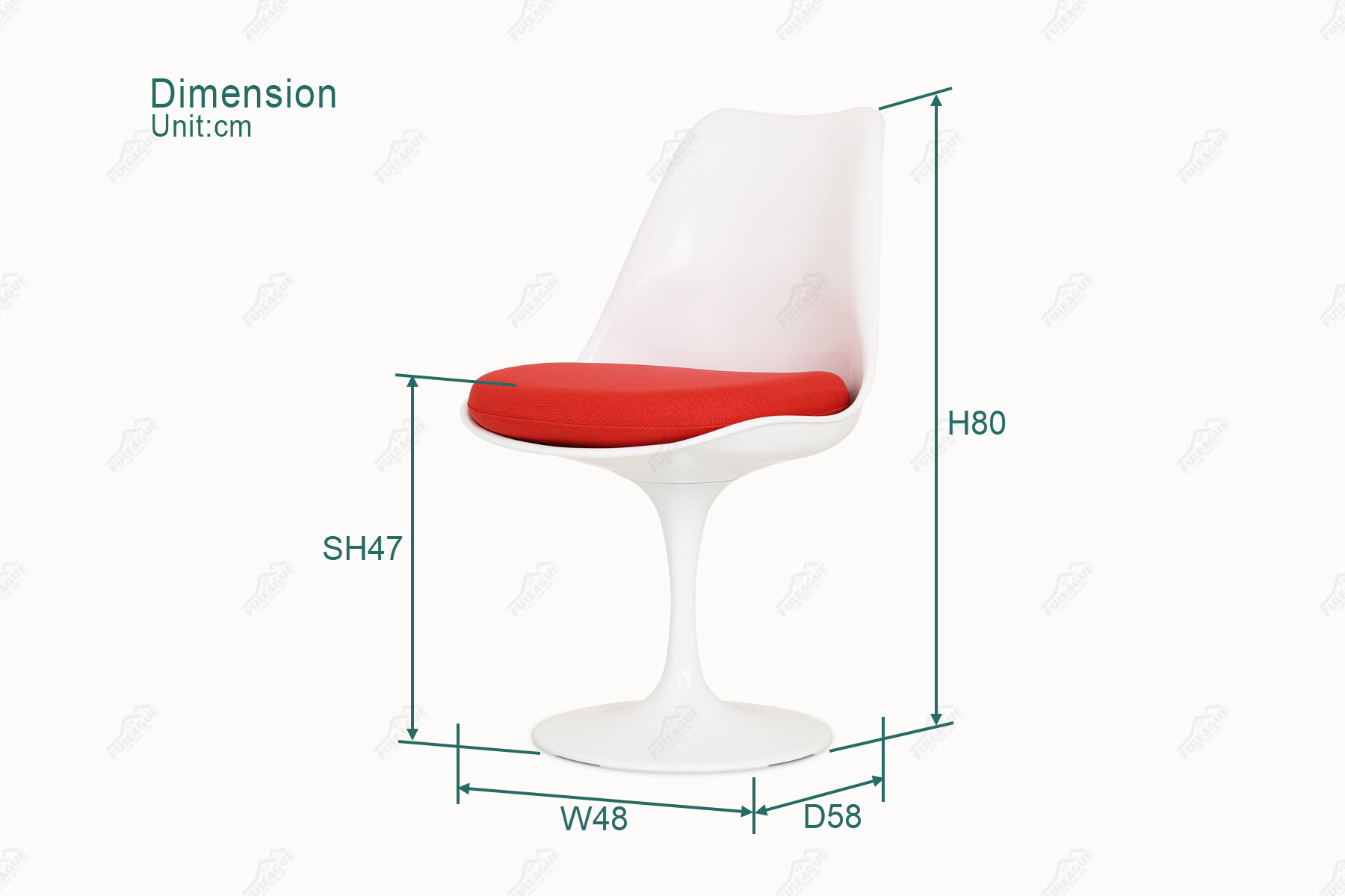 Fuleague plastic dining chair without armrest dimension FXD054