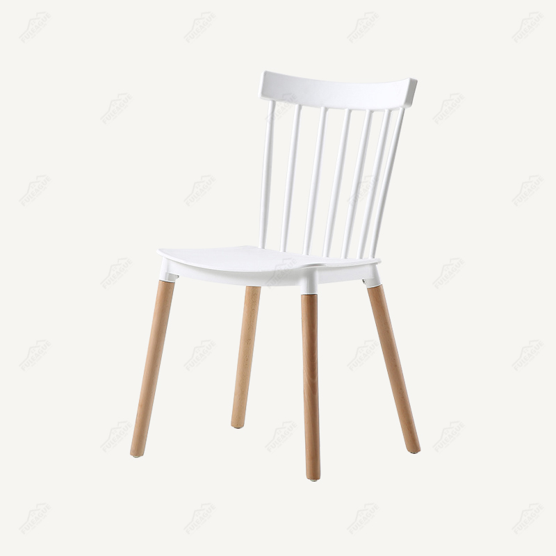 Plastic Dining Chairs With Wood Legs FXP060 (Set of 4)