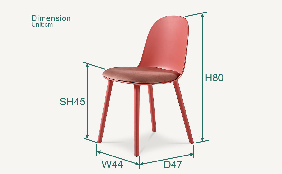 Fuleague plastic modern dining chairs dimension FXD055-PP Frame and Fabric Cushion