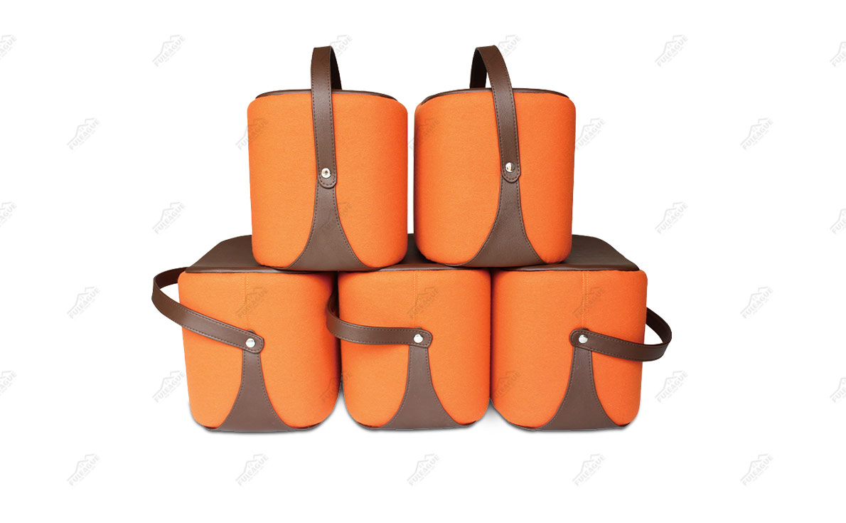 Fuleague orange fabric ottoman FA192