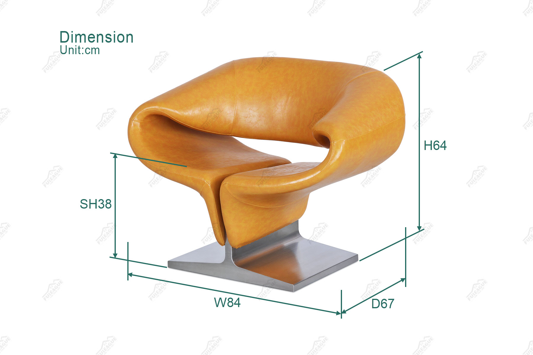 Fuleague ribbon chair replica dimension FA349-Genuine Leather