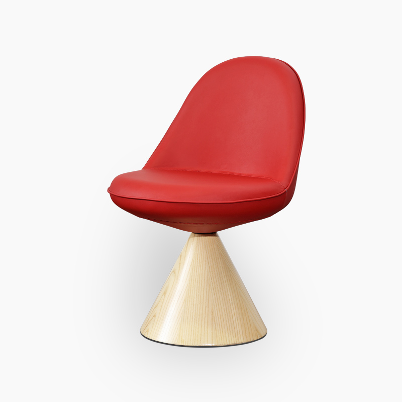 Swivel Dining Chair In Full Aniline Grain Leather And Solid Wood FA368-ANL