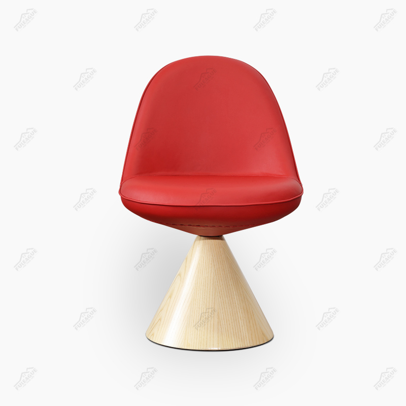 Swivel Dining Chair In Full Aniline Grain Leather And Solid Wood FA368-ANL