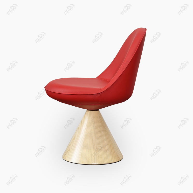 Swivel Dining Chair In Full Aniline Grain Leather And Solid Wood FA368-ANL