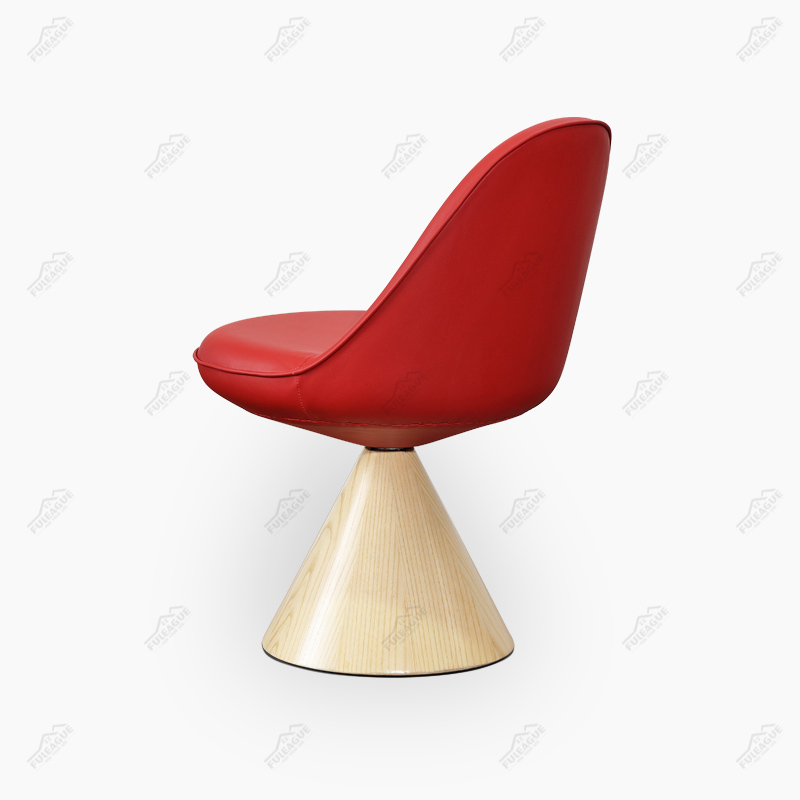 Swivel Dining Chair In Full Aniline Grain Leather And Solid Wood FA368-ANL