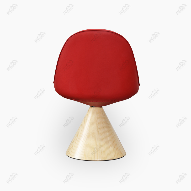 Swivel Dining Chair In Full Aniline Grain Leather And Solid Wood FA368-ANL