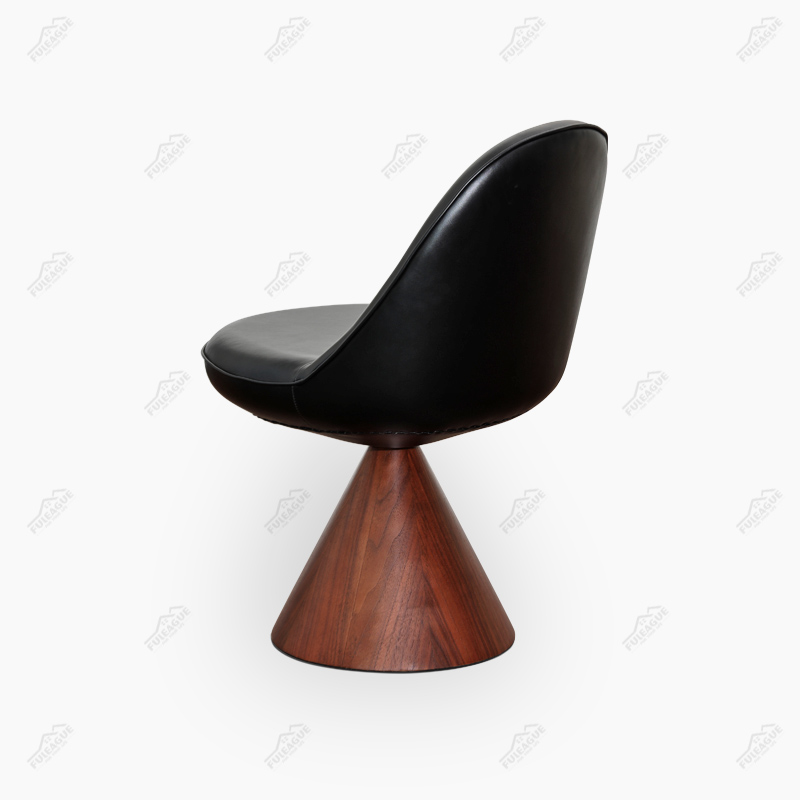 Swivel Dining Chair In Full Aniline Grain Leather And Solid Wood FA368-ANL