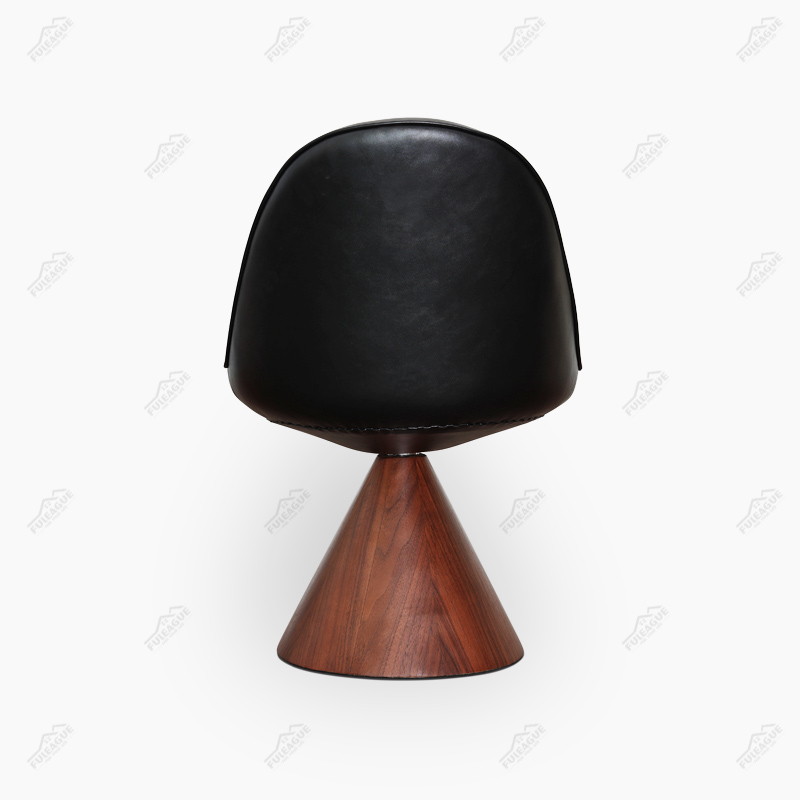 Swivel Dining Chair In Full Aniline Grain Leather And Solid Wood FA368-ANL